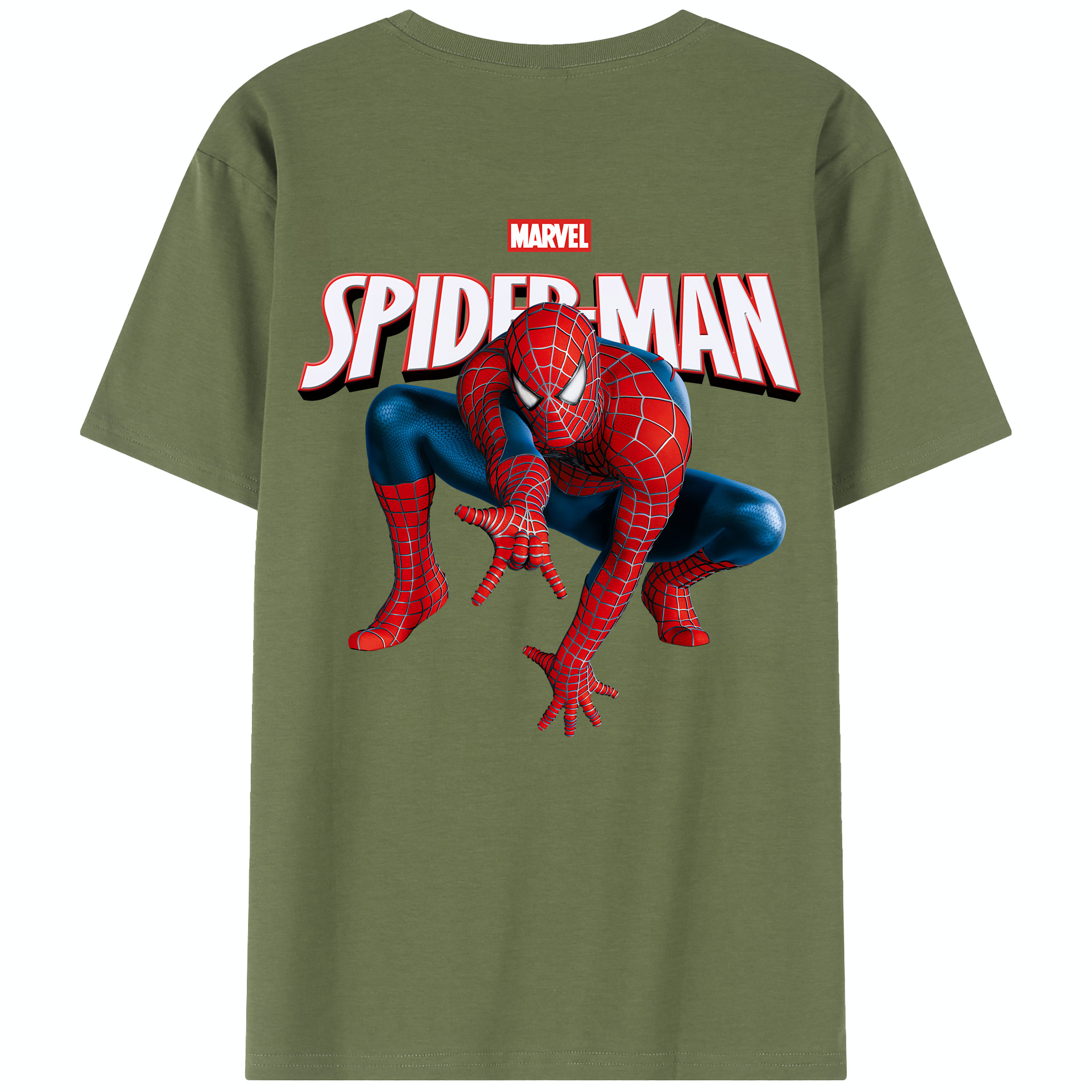 （画像用） Spider Man スパイダーマン 綿100％半袖Tシャツ（背面プリント）
